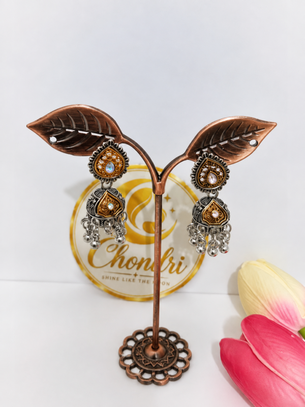 ChatGPT Image Aug 27, 2026, 03_00_04 PM Antique Copper-Silver Stone Jhumka Earrings