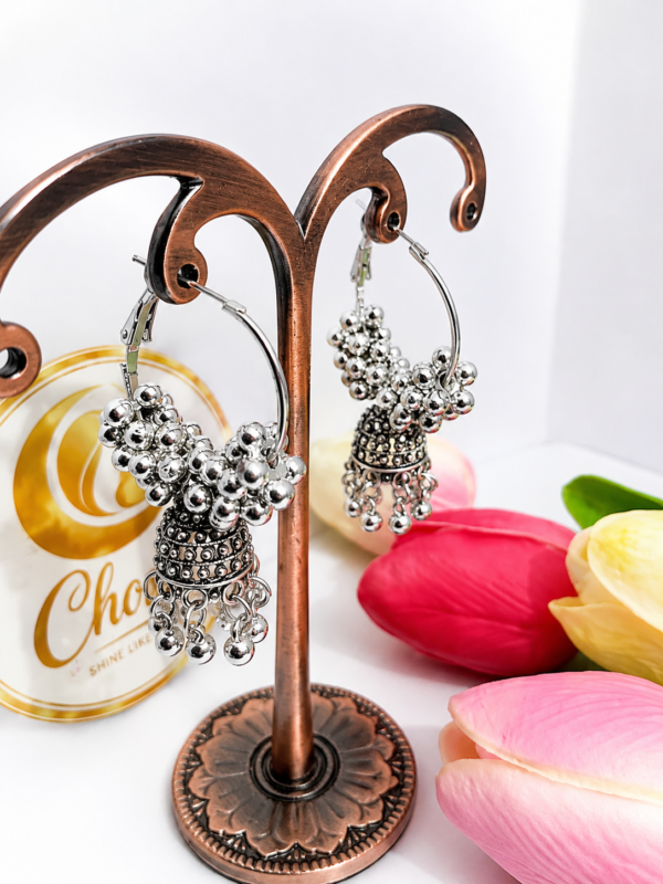 Silver Beaded Hoop Jhumka Silver Beaded Hoop Jhumka