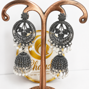 Heart Charm Pearl Jhumka