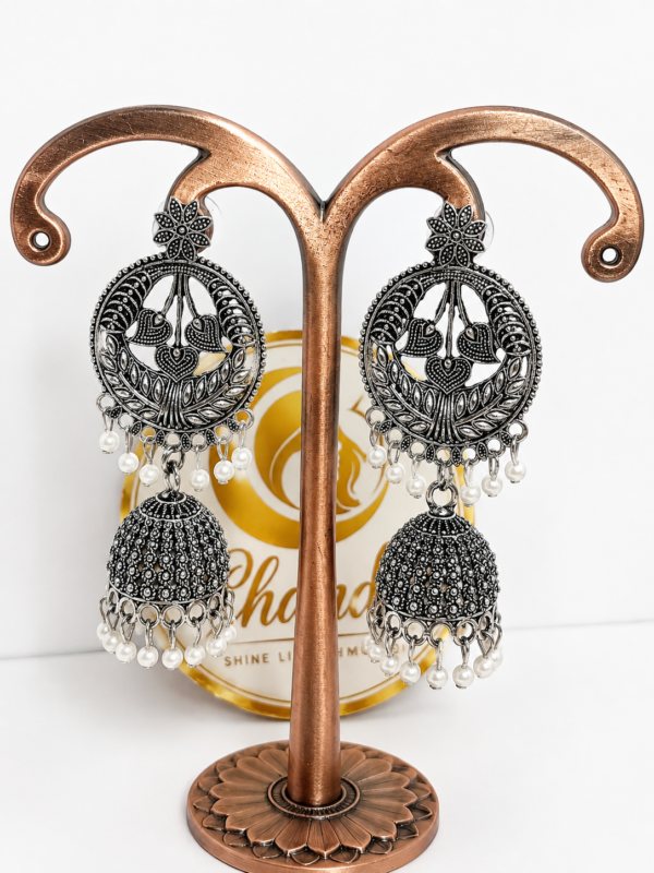 Heart Charm Pearl Jhumka Heart Charm Pearl Jhumka