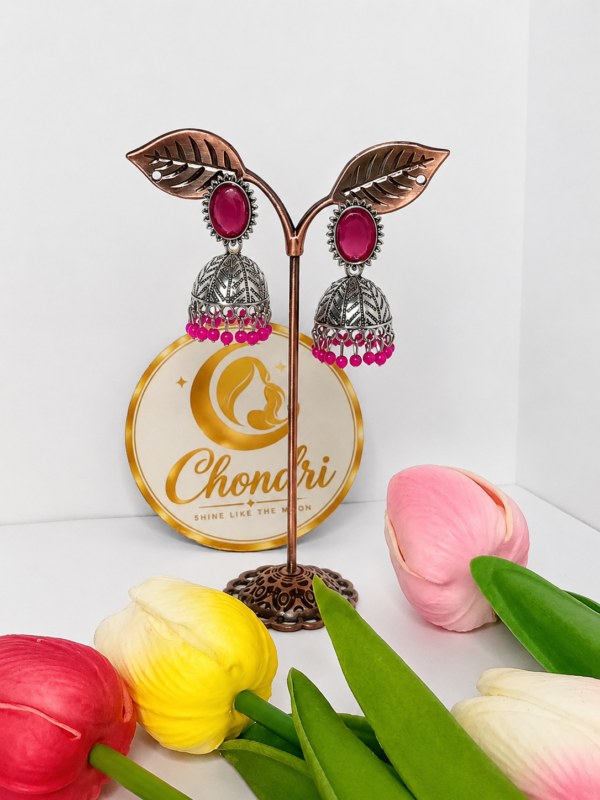 Pink Stone Dome Jhumka Pink Stone Dome Jhumka