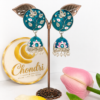 Blue Floral Jhumka Earrings