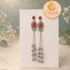 Red Stone Long Chain Earrings
