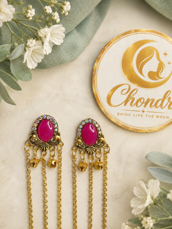 Rani Pink Antique Cascade Earring