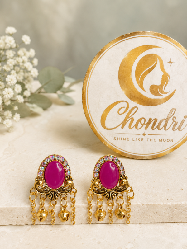 Rani Pink Antique Cascade Earring