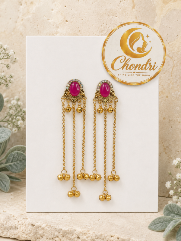 Rani Pink Antique Cascade Earring