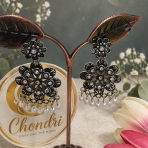 Rajpata Floral Pearl Jhumka