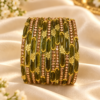 Crystal Leaf Glass Bangle Set