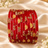 Crystal Leaf Glass Bangle Set