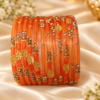 Crystal Leaf Glass Bangle Set