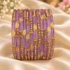 Crystal Leaf Glass Bangle Set