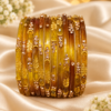 Crystal Leaf Glass Bangle Set