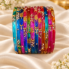 Crystal Leaf Glass Bangle Set