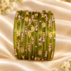 Crystal Leaf Glass Bangle Set