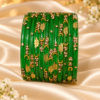 Crystal Leaf Glass Bangle Set